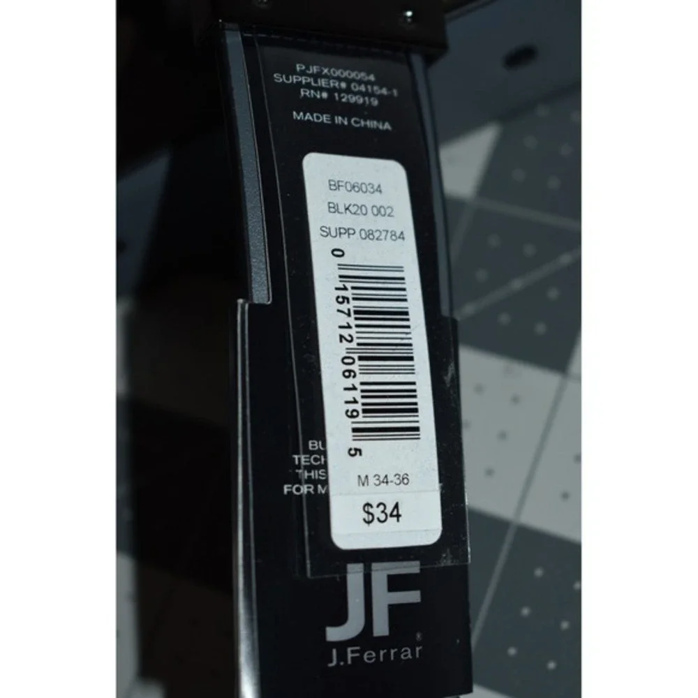 J.Ferrar Mens Reversible Belt Black Grey Stretch Comfort Size M 34-36‎ NEW w/tag